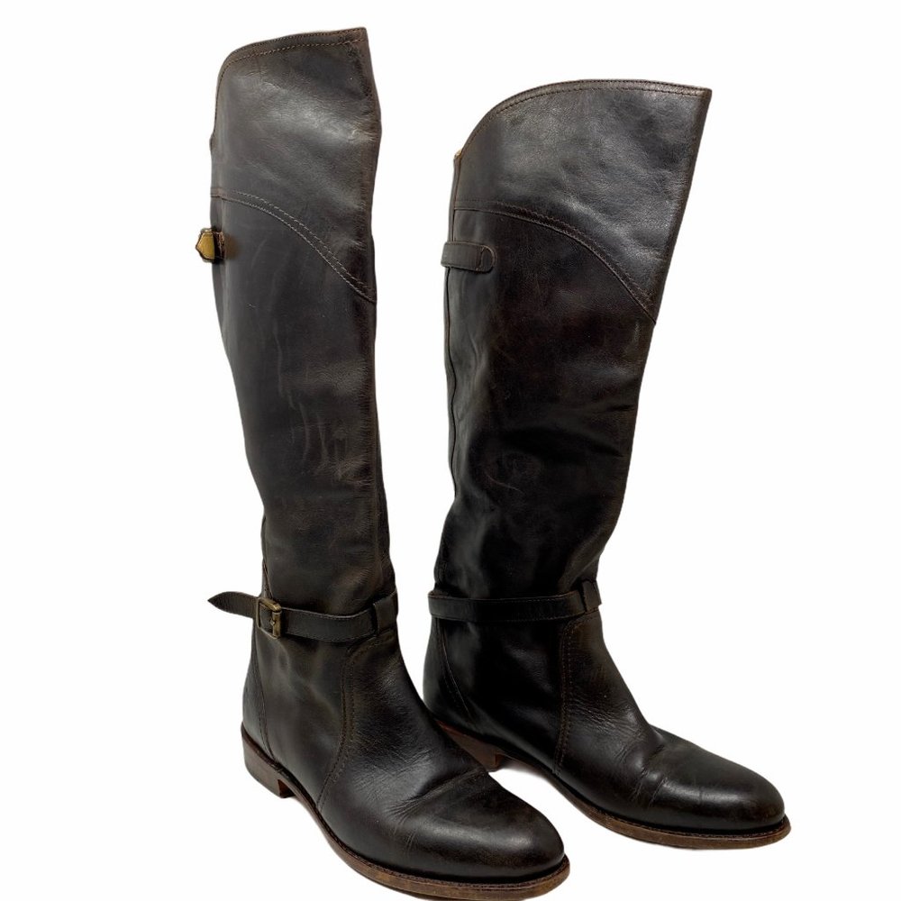 FRYE BOOTS Dorado Riding Dark Brown Leather Moto